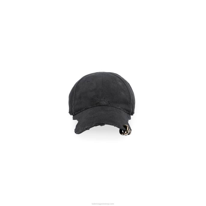 moška težka piercing kapa Balenciaga črno zbledela N4DP802