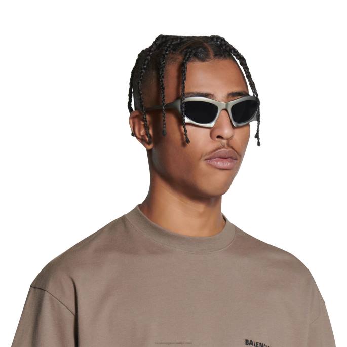 moška bat pravokotna sončna očala Balenciaga srebro N4DP699