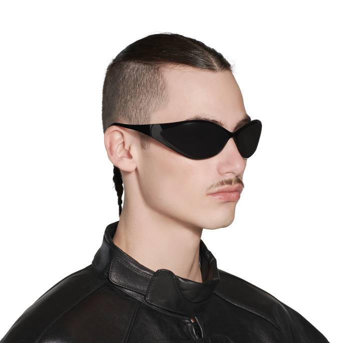 moška ovalna sončna očala iz 90-ih Balenciaga Črna N4DP679