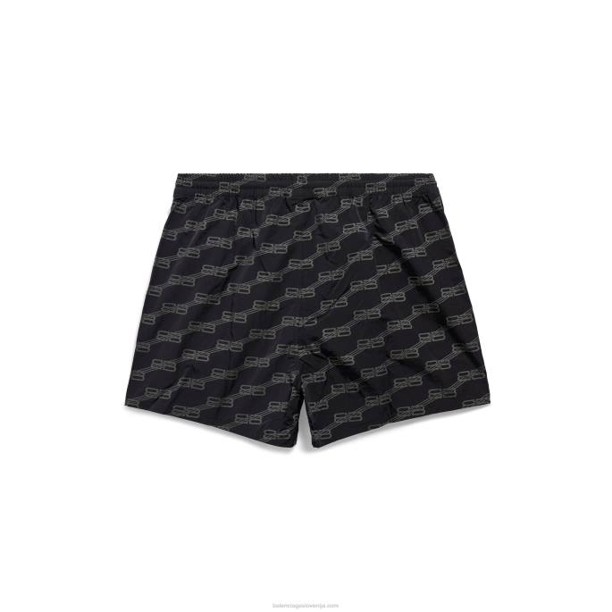 moške kopalke bb z monogramom Balenciaga Črna N4DP899