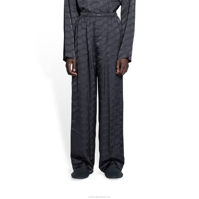 moške kratke hlače iz žakardne pižame bb z monogramom Balenciaga Črna N4DP990