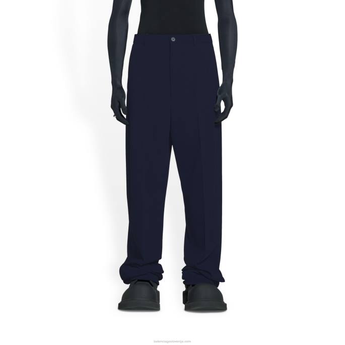 moške krojene hlače velikega kroja Balenciaga mornarsko modra N4DP1064