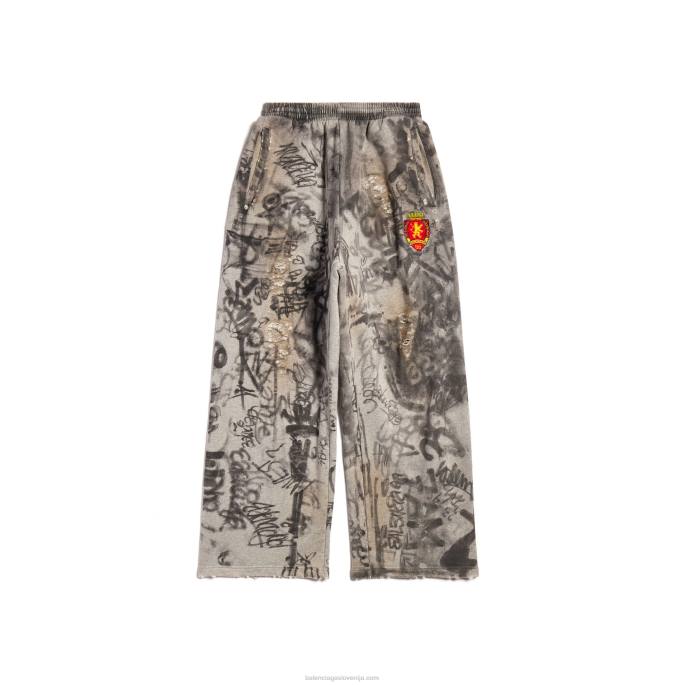 moške skejterske široke trenirke Balenciaga siva N4DP83