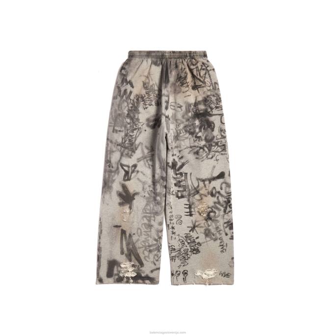 moške skejterske široke trenirke Balenciaga siva N4DP83