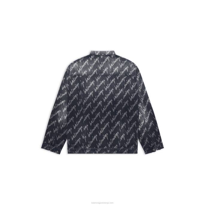 moška prevelika jakna z logotipom Balenciaga Črna N4DP1133