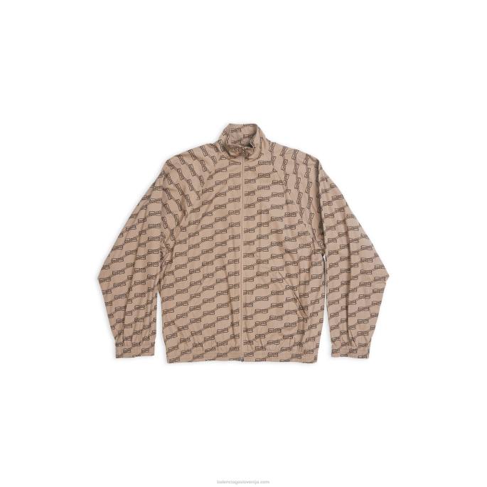 moška trenirka z monogramom navadnega kroja Balenciaga bež N4DP1104