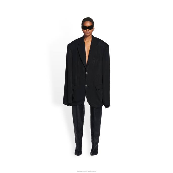 moška zvita škatlasta jakna Balenciaga Črna N4DP1112