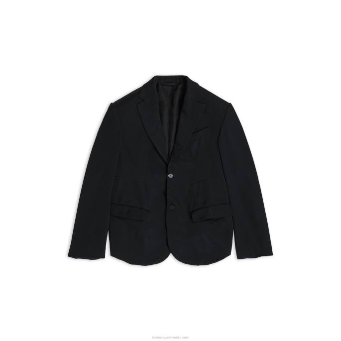 moška zvita škatlasta jakna Balenciaga Črna N4DP1112