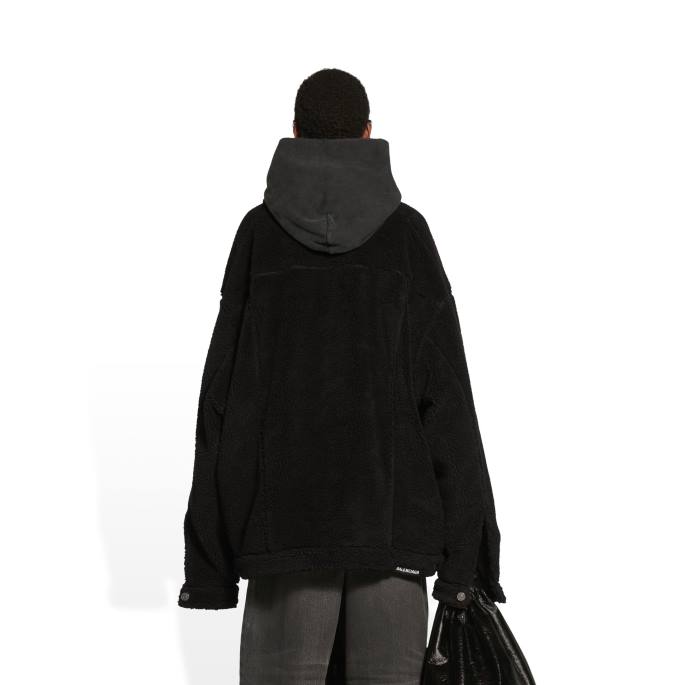 velika moška jakna iz flisa Balenciaga Črna N4DP940