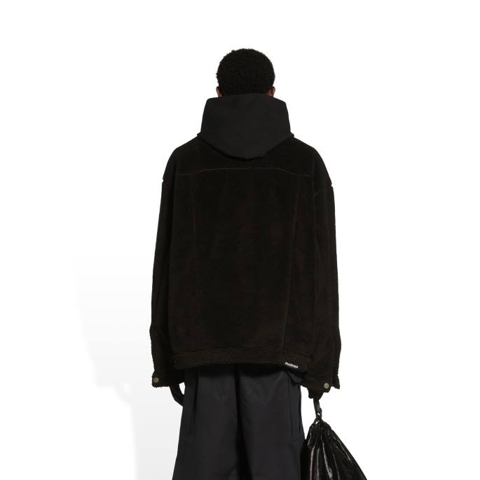 velika moška jakna iz flisa Balenciaga Črna N4DP940
