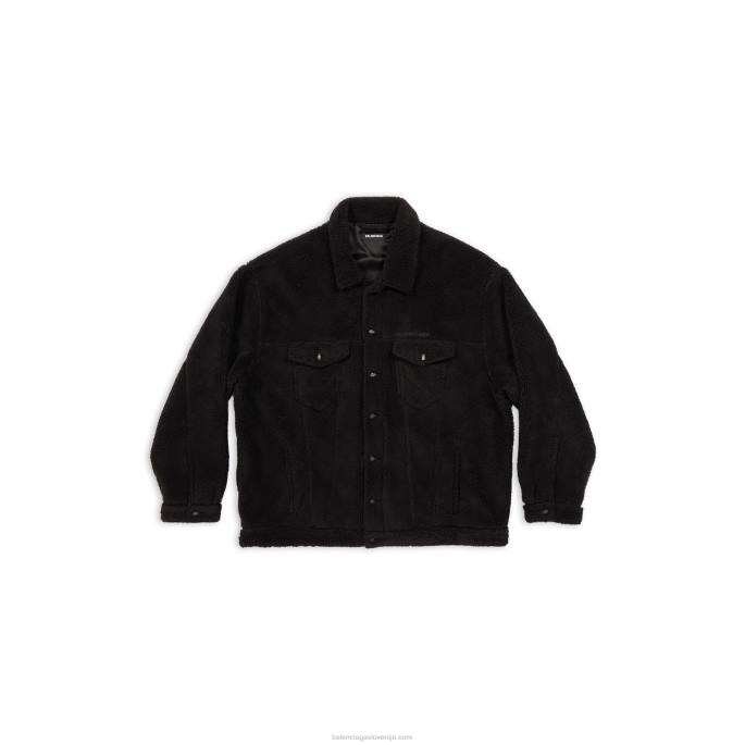 velika moška jakna iz flisa Balenciaga Črna N4DP940