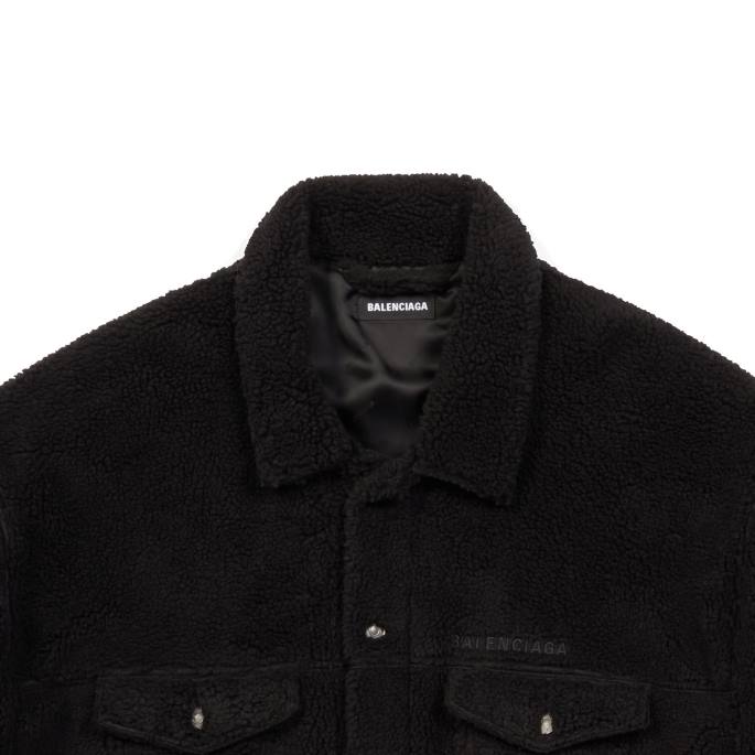 velika moška jakna iz flisa Balenciaga Črna N4DP940