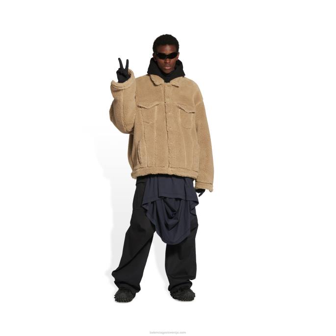 velika moška jakna iz flisa Balenciaga temno bež N4DP941