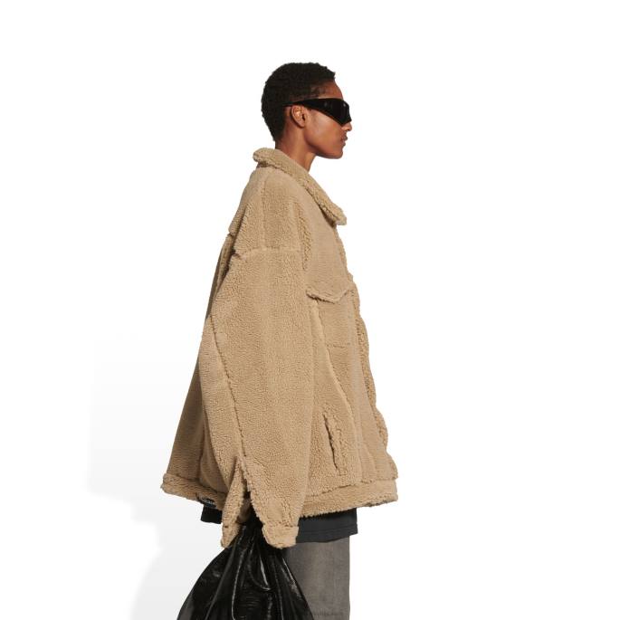 velika moška jakna iz flisa Balenciaga temno bež N4DP941