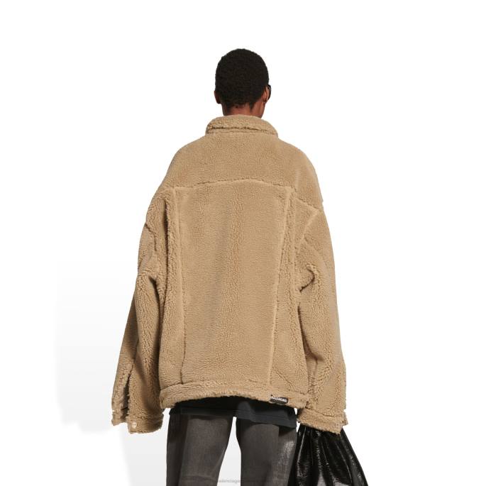 velika moška jakna iz flisa Balenciaga temno bež N4DP941