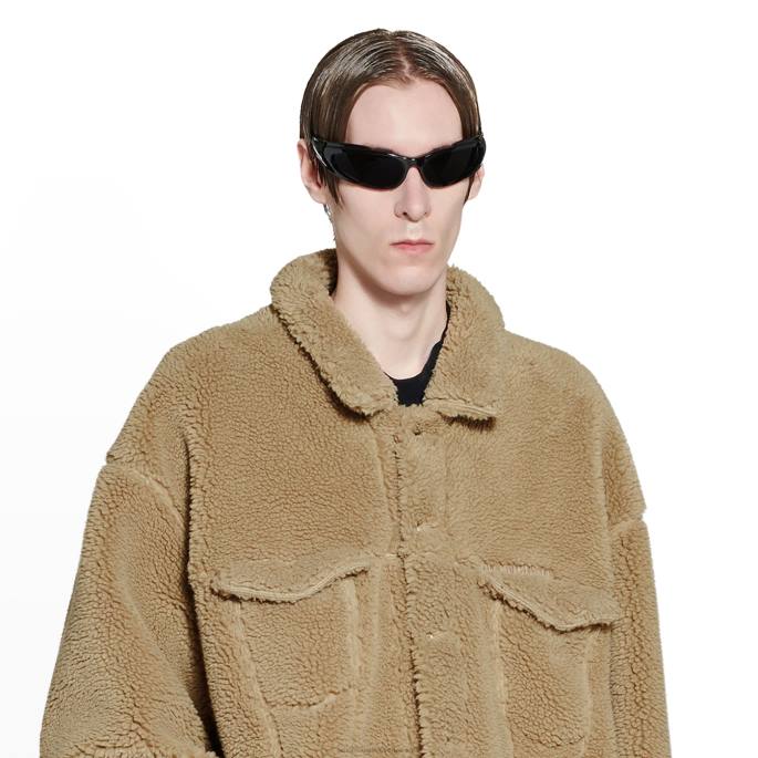 velika moška jakna iz flisa Balenciaga temno bež N4DP941