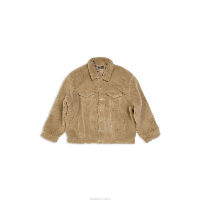 velika moška jakna iz flisa Balenciaga temno bež N4DP941