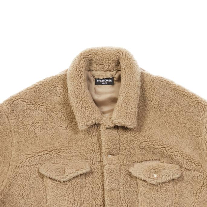 velika moška jakna iz flisa Balenciaga temno bež N4DP941