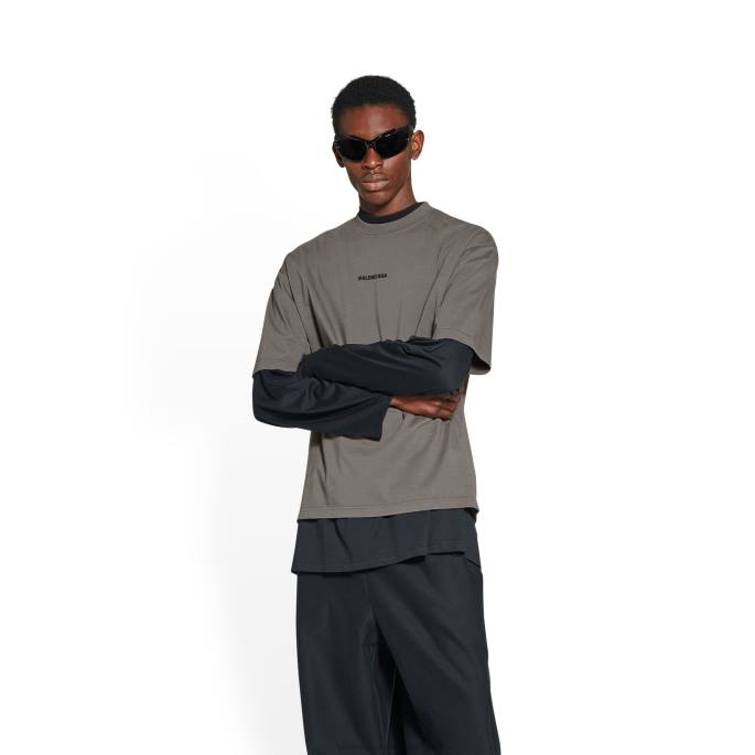 moška hrbtna majica srednjega kroja Balenciaga siva N4DP1042