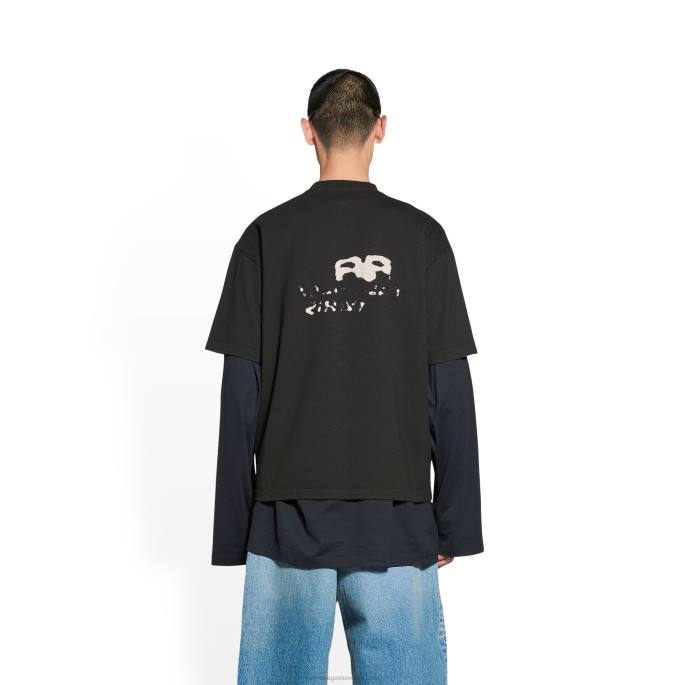 moška majica z ročno narisano ikono bb srednjega kroja Balenciaga Črna N4DP927