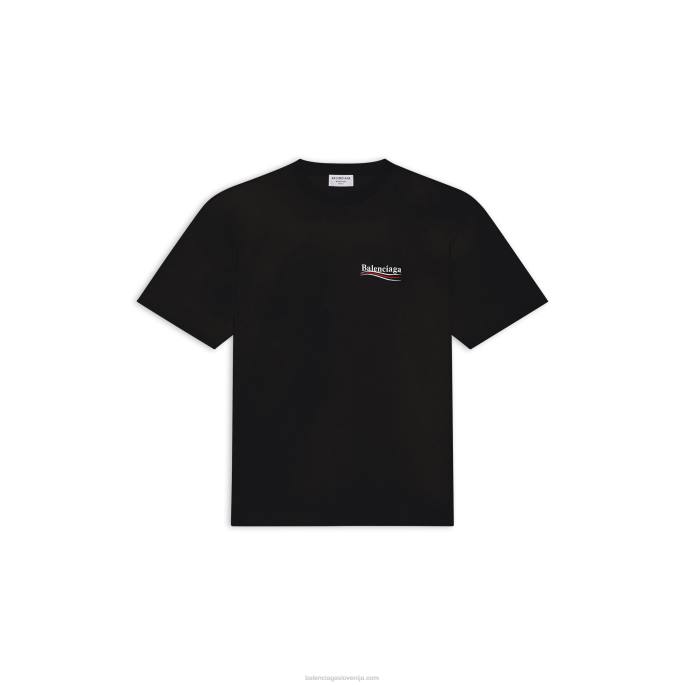 moška majica za politično kampanjo velikega kroja Balenciaga Črna N4DP919