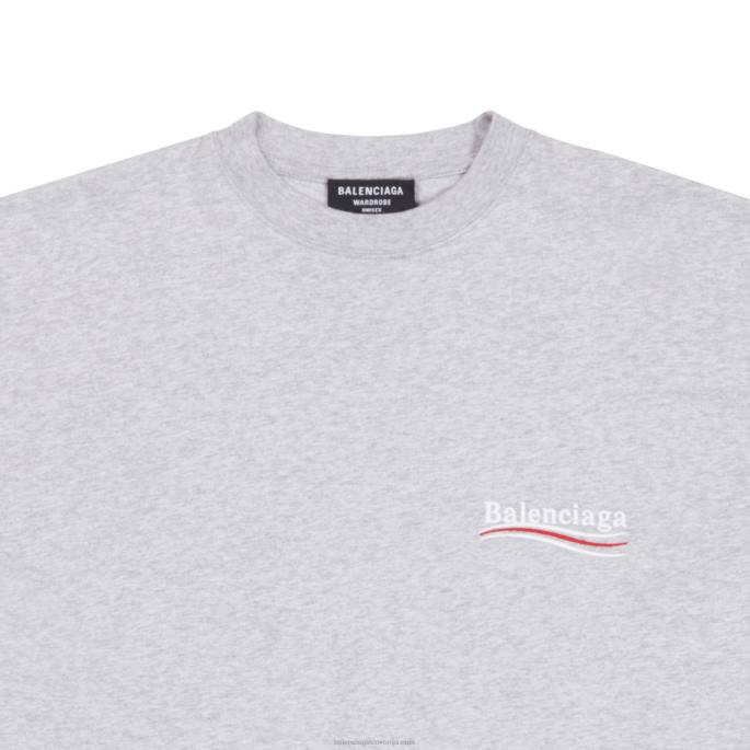 moška majica za politično kampanjo velikega kroja Balenciaga siva N4DP917