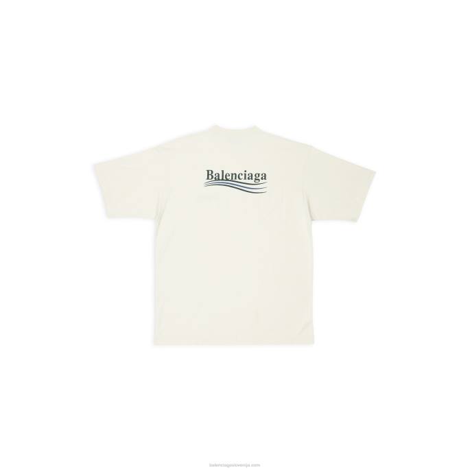 moška majica za politično kampanjo velikega kroja Balenciaga umazano bela N4DP913