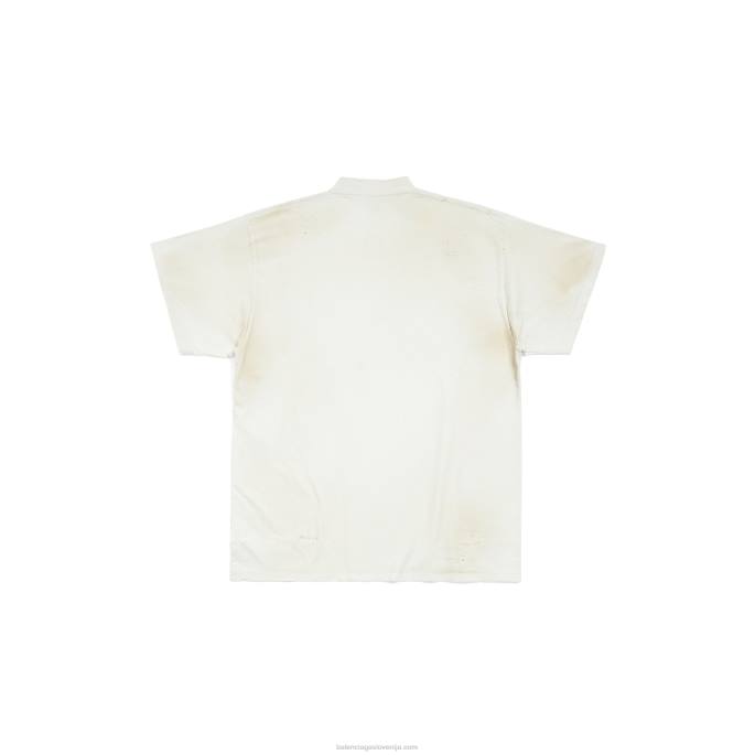 moška skater majica oversized Balenciaga umazano bela N4DP12