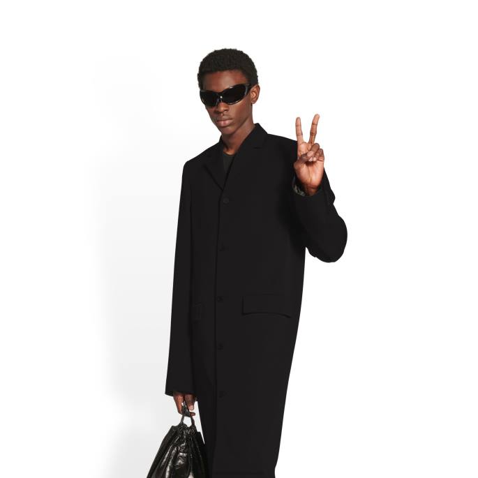 moški oprijet plašč Balenciaga Črna N4DP1113