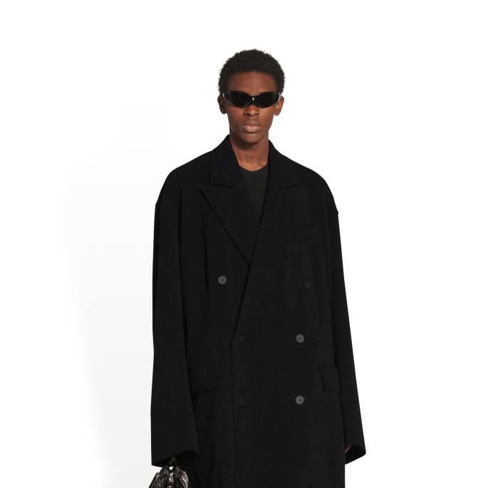 moški plašč z neobdelanimi robovi Balenciaga antracit N4DP1108