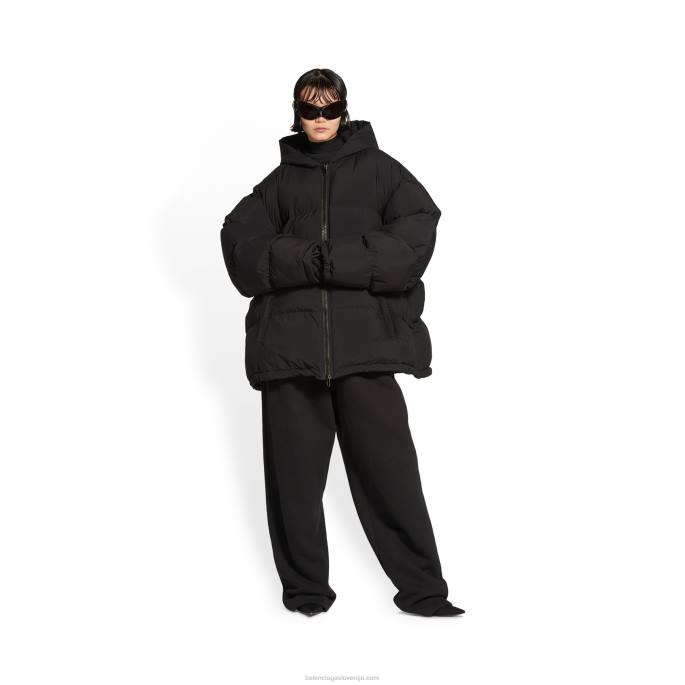 moški športni b puhavec s kapuco Balenciaga Črna N4DP1102