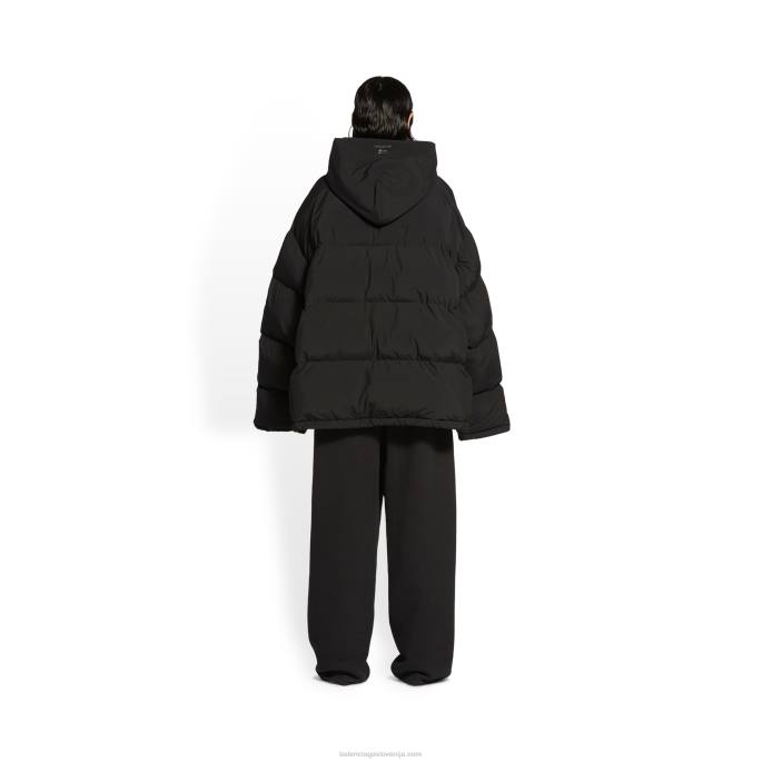 moški športni b puhavec s kapuco Balenciaga Črna N4DP1102