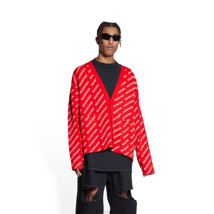moška mini jopica z logotipom Balenciaga rdeča N4DP953