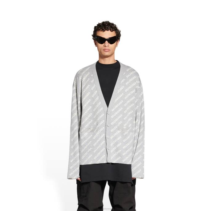 moška mini jopica z logotipom Balenciaga siva N4DP952