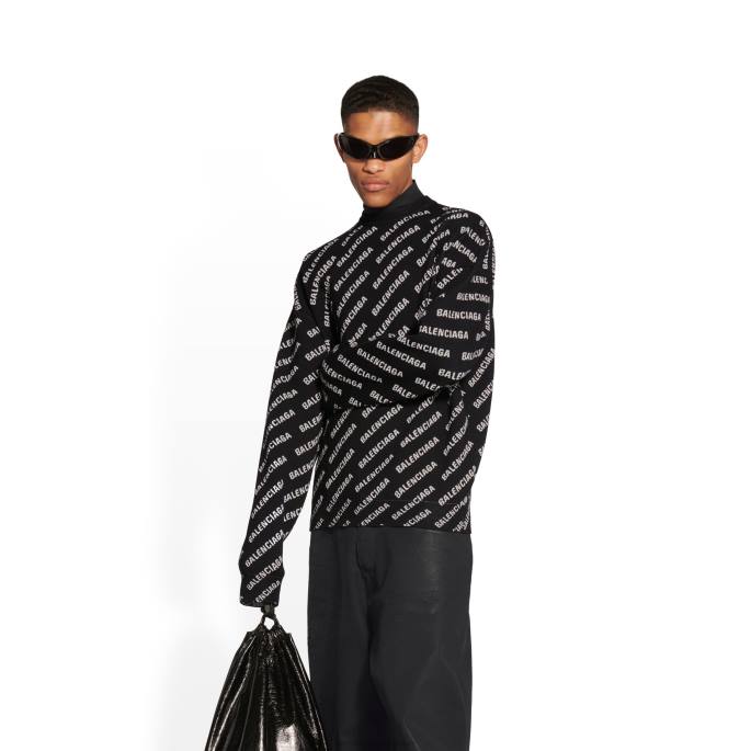moški mini pulover z logotipom Balenciaga Črna N4DP1132