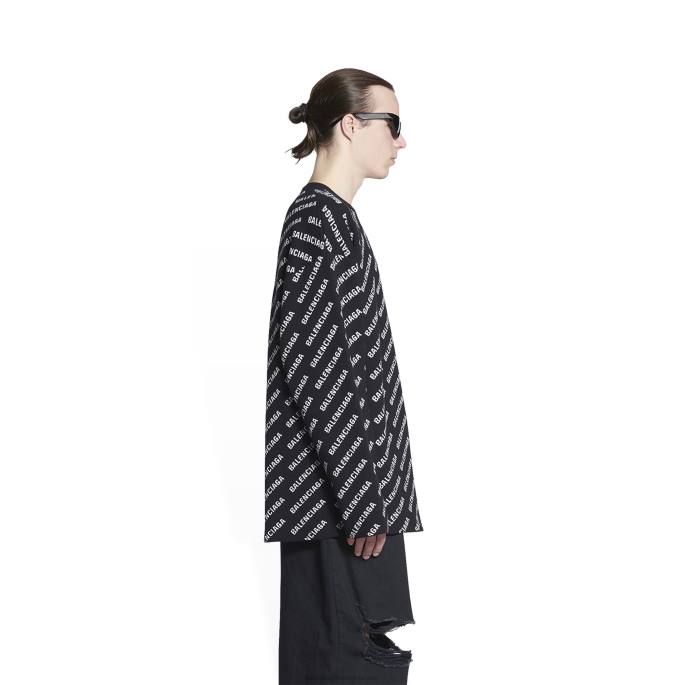 moški mini pulover z logotipom Balenciaga Črna N4DP949