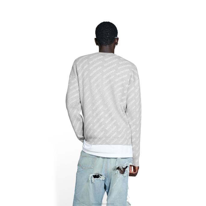 moški mini pulover z logotipom Balenciaga siva N4DP950