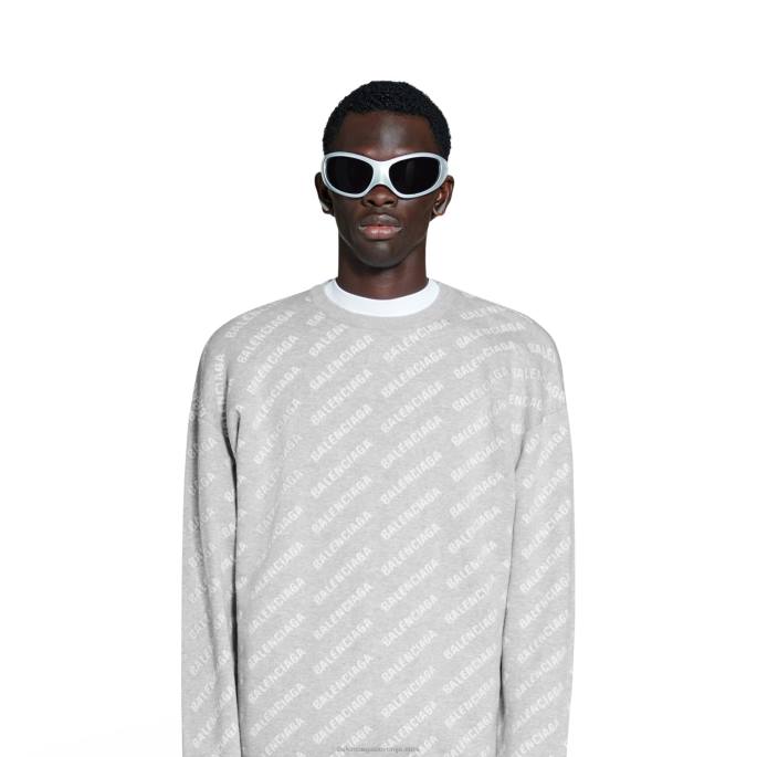 moški mini pulover z logotipom Balenciaga siva N4DP950