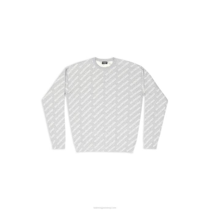 moški mini pulover z logotipom Balenciaga siva N4DP950