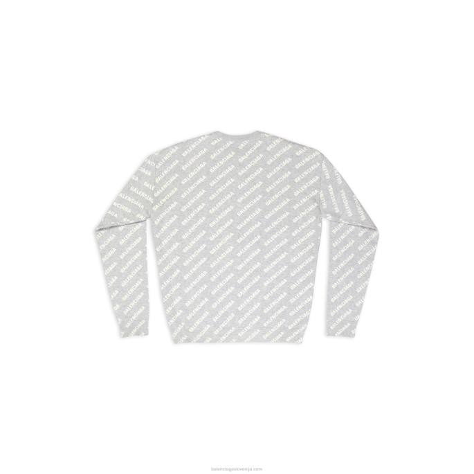 moški mini pulover z logotipom Balenciaga siva N4DP950