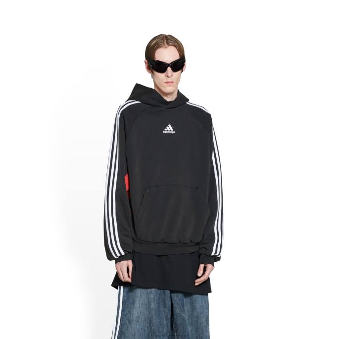 moški adidas pulover s kapuco majhnega kroja Balenciaga Črna N4DP1092