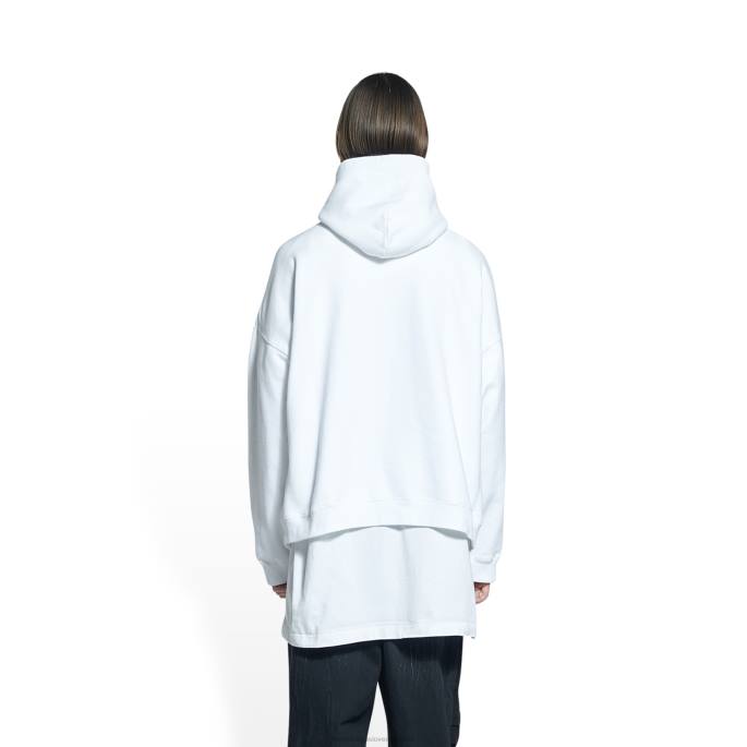 moški pulover s kapuco citys paris širokega kroja Balenciaga bela N4DP1020
