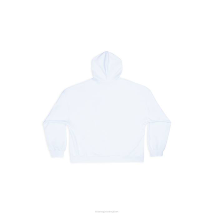 moški pulover s kapuco citys paris širokega kroja Balenciaga bela N4DP1020