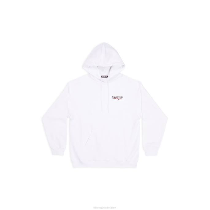 moški pulover s kapuco za politično kampanjo srednjega kroja Balenciaga bela N4DP974