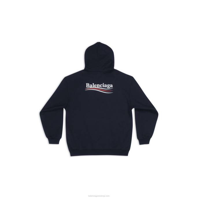 moški pulover s kapuco za politično kampanjo srednjega kroja Balenciaga Črna N4DP976