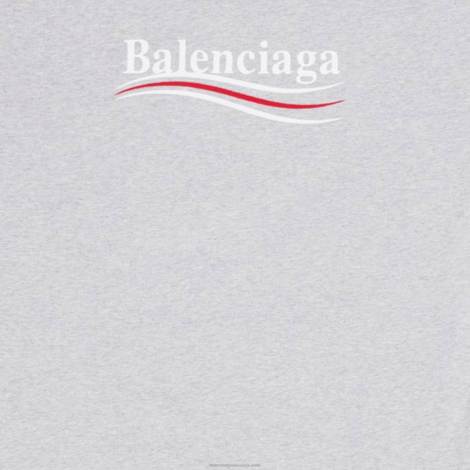 moški pulover s kapuco za politično kampanjo srednjega kroja Balenciaga siva N4DP908