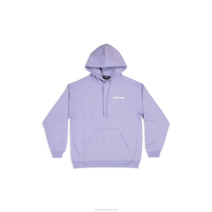 moški pulover s kapuco za politično kampanjo srednjega kroja Balenciaga vijolična N4DP910