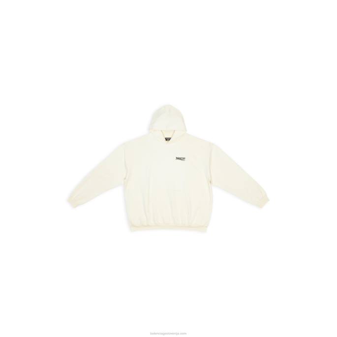 moški pulover s kapuco za politično kampanjo velikega kroja Balenciaga modra N4DP1006