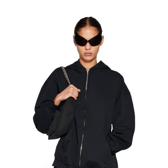 moški pulover z zadrgo in kapuco z zadrgo, majhen kroj Balenciaga zlato N4DP30