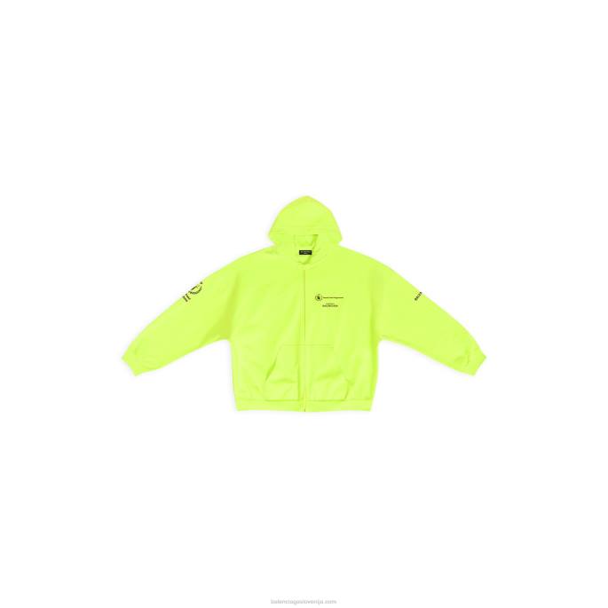 moški wfp pulover z zadrgo širokega kroja Balenciaga fluo rumena N4DP1140